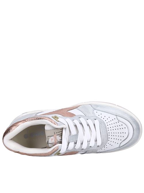 Sneakers in leather DIADORA HERITAGE | B.560 CRACKLE LAME WNBIANCO-GRIGIO-MARRONE-PLATINO